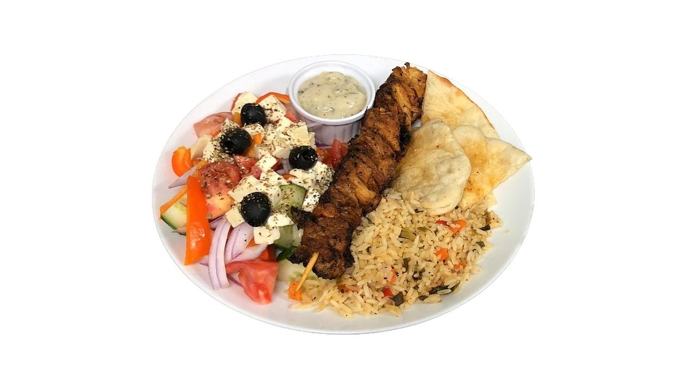 Vegan Chicken Souvlaki Meal